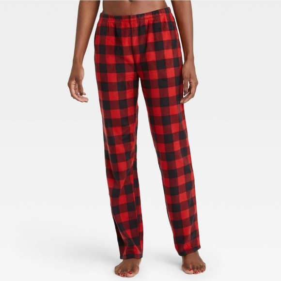 2pc PJS & FLEECE PANT SET L Christmas Plaid Flannel Nightgown Pajamas Wondershop - Picture 3 of 7